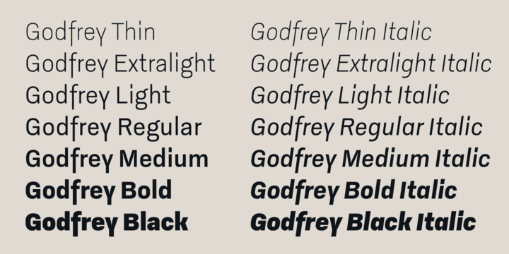 Godfrey Extra light Font preview